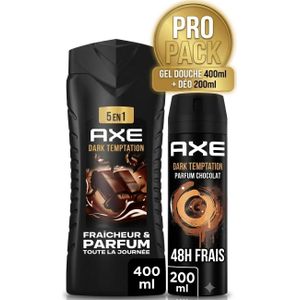 Axe Pack Duo Dark Temptation - Gel Douche 5-en-1 (400ml) + Déodorant (200ml) - Parfum Chocolat