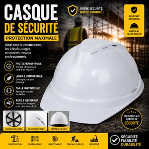 Casque de Sécurité Chantier – Protection Tête Anti-Choc – Taille Universelle – Idéal Construction & Travaux