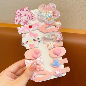 Ensemble de 14 Barrettes à Cheveux Chat Rose et Lettres