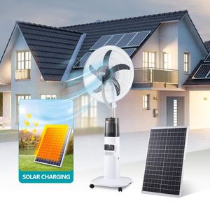 Winningstar Ventilateur de pied rechargeable 18" Batterie 12V/4,5Ah avec Panneau solaire 30W, lumière LED, télécommande