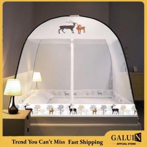 GALUIN Moustiquaire pliable de style yourte mongole avec fermeture éclair et double porte (1,8 m de large x 2 m de long)