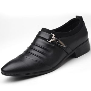 GLARPEBIE Chaussures habillées en cuir pour hommes, chaussures Oxford à lacets pointues formelles - Noir