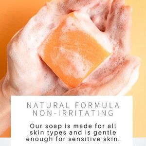 White Label 3 x savons au curcuma + gants de toilette exfoliant, Savon 100% naturel pour le visage et le coprs