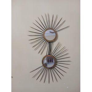 Miroir KND decoration mural Symétrique/ Taille 55x35-Noir-Dorée-Art Original