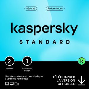 Kaspersky Licence antivirus standard (2 appareils, abonnement d’un an) 
