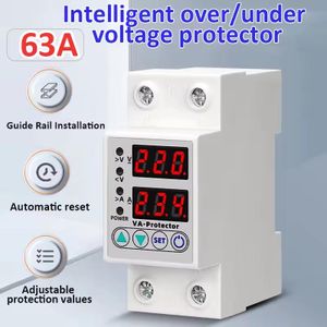 220V 63A Rail Din réglable digital protecteur de surtension relais protection de courant dispositif de protection de réinitialisation automatique