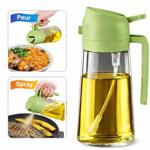 KITCHA Pulvérisateur d’Huile 2-en-1 en Verre 470 ml – Spray & Verseur pour Cuisine, Salades et BBQ
