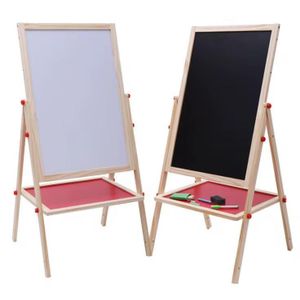 tableau double face  2 en 1, craie et feutre double face, pliable, reglabe en hauteur avec support,