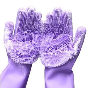 Gants De Ménage et Lave-Vaisselle en Silicone - Multifonctionnel-Violet