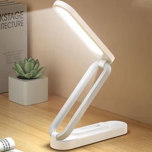 Lampe de table blanche LED rechargeable pliable lampe de table portable lampe de table dimmable tactile lumière de nuit, lumière tricolore pour le bureau à domicile, le travail, la lecture et l’étude