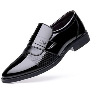 GLARPEBIE Chaussures en cuir habillées pour hommes Chaussures Oxford formelles à lacets pointus pour smoking - Noir