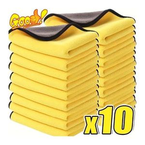 Lingettes nettoyantes universelles en microfibre pour voiture (10 feuilles par paquet), serviette de lavage auto