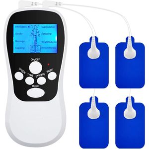 TodyJeyHo Machine TENS Stimulateur Musculaire pour Soulager la Douleur, Stimulateur Musculaire TENS Rechargeable, Appareil de Massage par Acupuncture avec 8 Modes de Massage et 4 Patchs pour Arthrite Sciatique