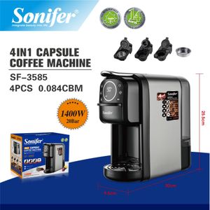 Sonifer Machine à café à capsules Sf-3585, 4 en 1, haute qualité, 20 bars de pression, automatique, Machine à café multifonctionnelle, Machine à café espresso, Machine à café dolce gusto, Machine à café poudre - noir