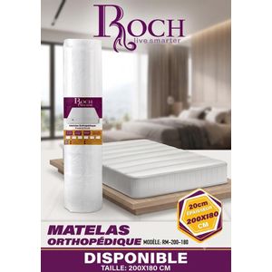 Roch Matelas Orthopédique ROCH RM-200-180 – 200 × 180 cm Épaisseur 20 cm