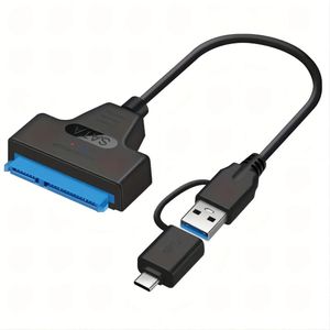 Cable Adaptateur USB 3.0 vers SATA 2-en-1 pour disques durs/SSD de 2,5/3,5 pouces avec UASP et port DC