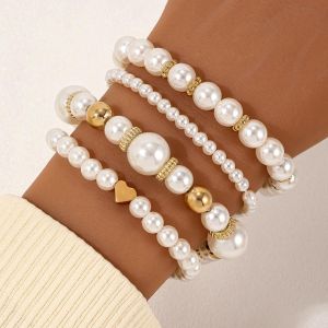 4 en 1 Bracelet en perles et billes "Cœur d'Amour" pour Femmes