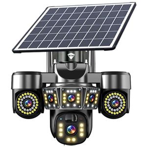 Caméra de surveillance solaire à triple objectif (AOV)