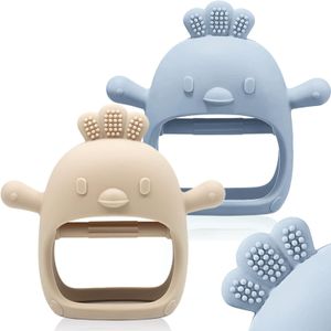 Flushrenic 2 ensembles de jouets de dentition pour bébés, adaptés aux enfants de 0 à 6 mois et de 6 à 12 mois, gants de dentition en silicone de qualité alimentaire, jouets de dentition pour poignet anti-chute pour bébés, répondant aux besoins de succion, sans BPA.