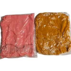Pack de deux  foulards jaune  moutarde et  saumon 