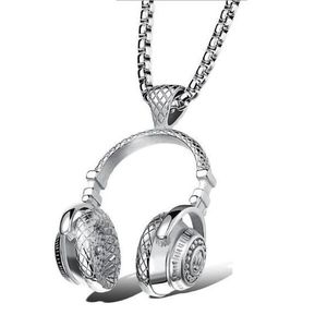Collier hip-hop, pendentif casque audio vintage, collier de couple, collier artistique décontracté, cadeau personnalisé pour hommes et femmes