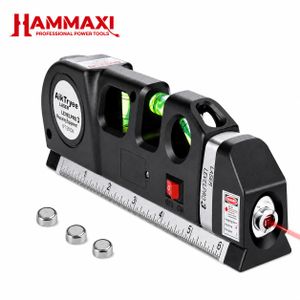 HAMMAXI Niveau laser multifonction 3-en-1 avec ruban à mesurer de 2,5 m, niveau à bulle et lignes horizontale, verticale et en croix pour le bricolage