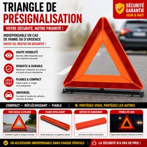 Triangle de Signalisation Voiture Pliable – Dispositif de Sécurité Réfléchissant – Urgence Automobile Obligatoire