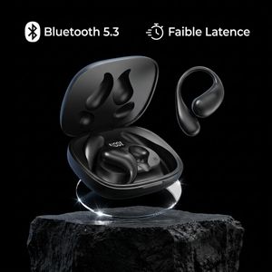 Casque Bluetooth Open Ear TWS - Sans Fil - Bluetooth 5.3 - Son Stéréo HD - Écran LED - Microphone - Compatible Android & iPhone