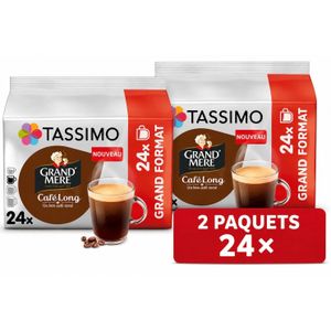 Tassimo Pack de 2 x 24 Capsules café Grand’Mère Café Long – 24 Dosettes x2 – Café Corsé Grand Format