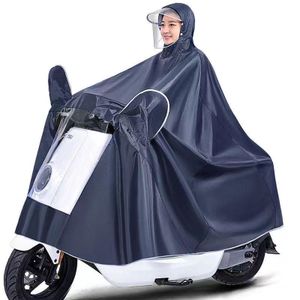 Imperméable long pour moto pour hommes et femmes - bleu marine