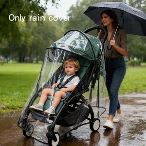 Housse de pluie pour poussette toutes saisons (avec fermeture éclair) - coupe-vent, résistante au froid et aux éclaboussures, fabriquée en matériau EVA transparent, offrant une couverture complète.