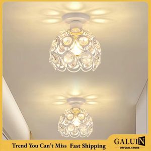 GALUIN Plafonnier LED Cristal Doré Œil de Taureau, Blanc Chaud