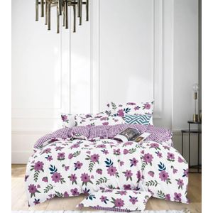 Drap Ensemble de 2 draps imprimés mauves, doux . Tissu léger et respirant .