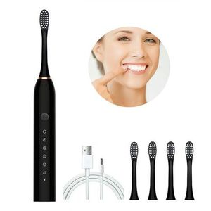Brosse à dents électrique à six vitesses, recharge USB - Noir