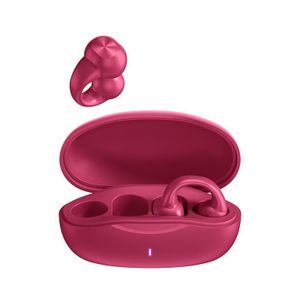 J01 Écouteurs Bluetooth Sans Fil à Clip Ouvert – Casque Sport, Écouteurs Stéréo Légers avec Boîtier de Charge, Longue Autonomie-Rouge