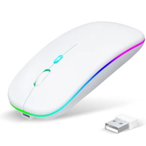 White Label Souris rechargeable LED colorée 2.4G - Blanc