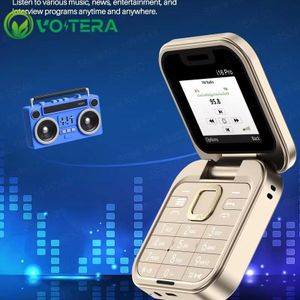 VoltEra Téléphone pliable mini, numérotation rapide, écran 1,77 pouces, double SIM double veille, lampe de poche, fonction liste noire, contrôle vocal, radio FM, téléphone pliable - or
