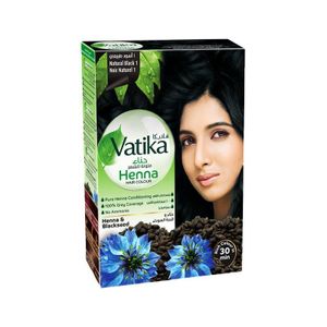 Katiopa Henné noir Dabur Vatika pour Coloration des Cheveux – Colour Noir 100% naturel – 6 x 10 gr 