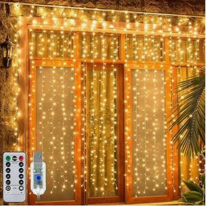 600 lumières de rideau ciel étoilé LED, 8 modes d'éclairage, guirlandes lumineuses décoratives, éclairage d'ambiance, 6*3 mètres, alimentées par USB, lumières LED extérieures