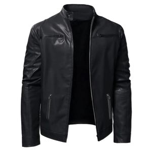 Gukbis Blouson de motard en cuir PU pour hommes, élégant et durable - Noir
