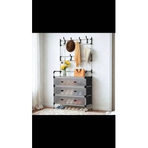 Étagère à chaussures multifonctionnelle, portant à vêtements, étagère de rangement intégrée