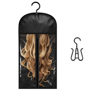 Gen Perruque Sac, Sac de Rangement pour Perruque Noir , Sac de Rangement Anti-Poussière Portable pour Extensions de Cheveu et Perruques