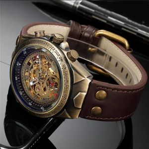 BINBOND Montre automatique en cuir 