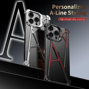 Apple Coque pour iPhone 16 Pro Max Four Corner Shockproof Lens Bracket Hollow Metal Phone Case - Titanium