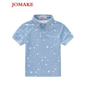 JOMAKE Polo à manches courtes imprimé avec des étoiles sur fond bleu ciel pour les garçons de 1 à 9 ans