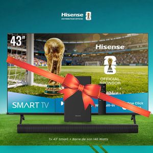 Hisense Tv 43 Pouces Smart Vidaa + Barre De Son HS1800 - 140 Watts - Garantie 12 Mois