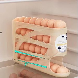 Boîte de rangement pour œufs à 4 couches, étagère de rangement pour œufs à roulement, peut contenir jusqu'à 30 œufs