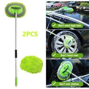 2pcs Brosse/vadrouille En Fibre De Lavage De Voiture,kit De Nettoyage/dépoussiérage De Voiture，Serpillère Rotatif 360°