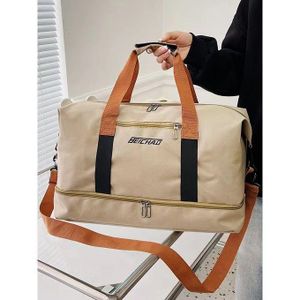 Sac de voyage grand format en tissu résistant, sac de sport à main avec bandoulière amovible et compartiment inférieur séparé