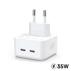 Adaptateur de Charge 35W 2 Ports Type C - A14 A24 A34 A54 Note S Ultra - Blanc